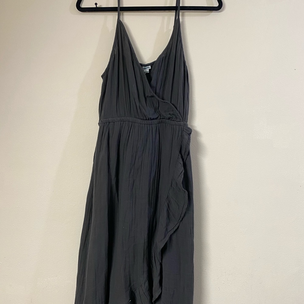 American Eagle gray long ruffle dress
